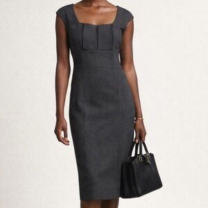 Calvin Klein NWT Midi Sheath Pencil Dress Charcoal Cap Sleeve Career Women Sz 6